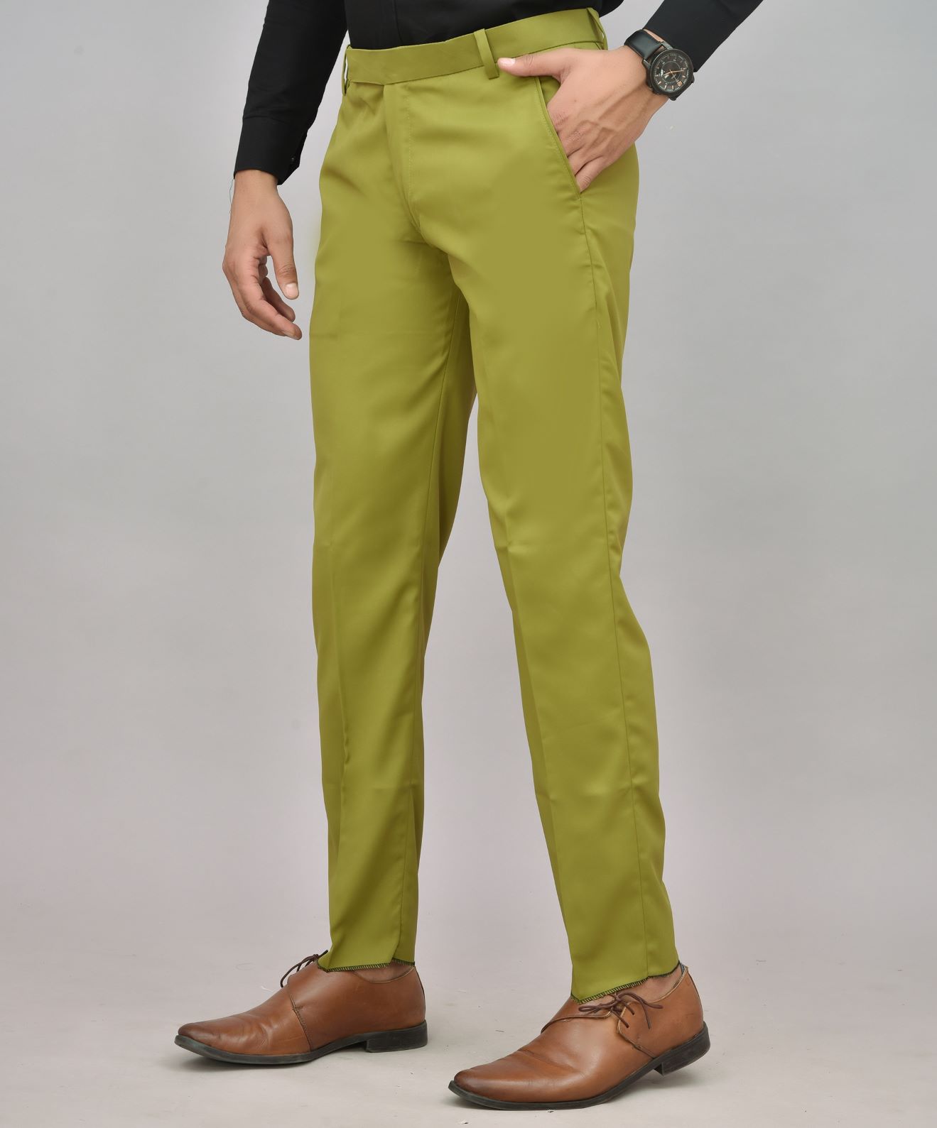 Metal Formal Trousers  Buy Metal Men Solid Army Green Terry Rayon Slim Fit Formal  Trouser Online  Nykaa Fashion