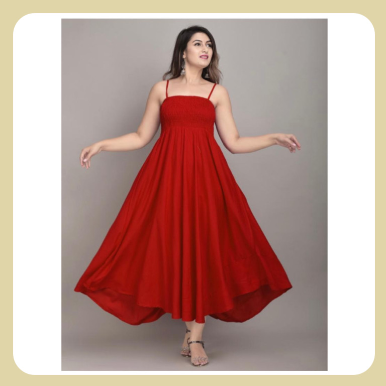Women Red Bobin Gown 